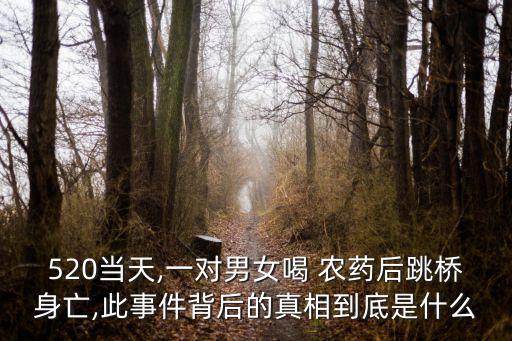 520當天,一對男女喝 農藥后跳橋身亡,此事件背后的真相到底是什么