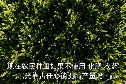 現在農民種田如果不使用 化肥 農藥,光靠責任心能提高產量嗎