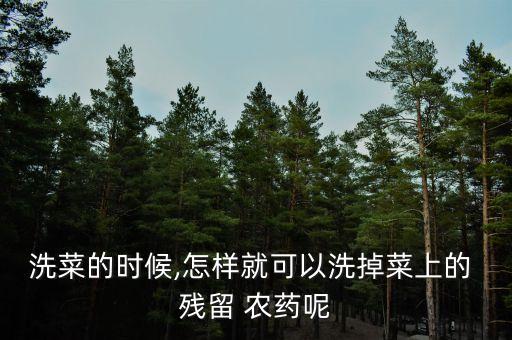 洗菜的時候,怎樣就可以洗掉菜上的 殘留 農藥呢