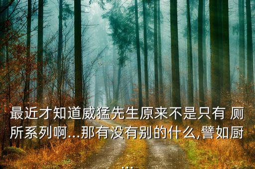 最近才知道威猛先生原來不是只有 廁所系列啊…那有沒有別的什么,譬如廚...