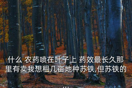 什么 農(nóng)藥噴在葉子上 藥效最長(zhǎng)久那里有賣(mài)我想租幾畝地種蘇鐵,但蘇鐵的...