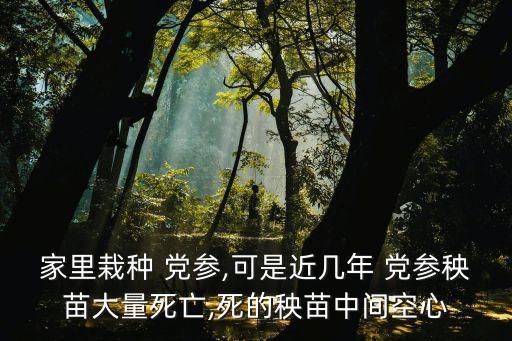 家里栽種 黨參,可是近幾年 黨參秧苗大量死亡,死的秧苗中間空心