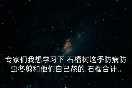 專家們我想學習下 石榴樹這季防病防蟲冬剪和他們自己熬的 石榴合計...