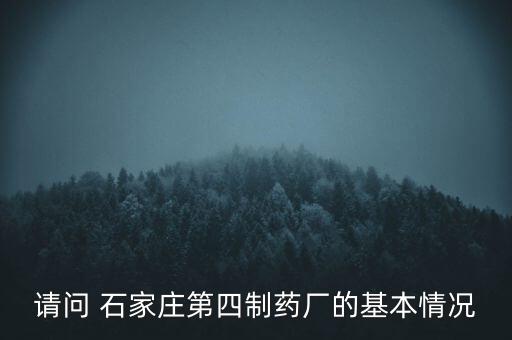 請問 石家莊第四制藥廠的基本情況
