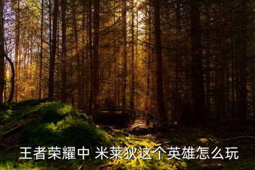 王者榮耀中 米萊狄這個英雄怎么玩