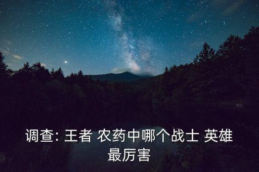 調查: 王者 農藥中哪個戰士 英雄最厲害