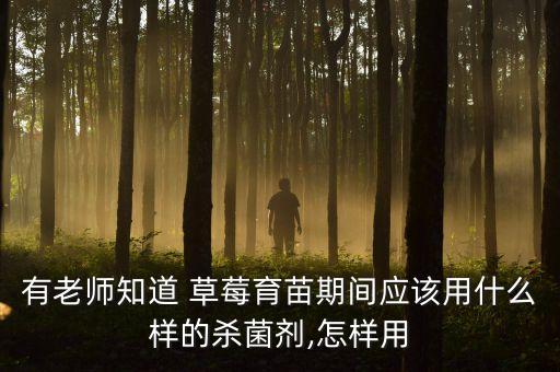 有老師知道 草莓育苗期間應(yīng)該用什么樣的殺菌劑,怎樣用