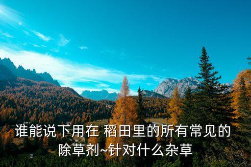 稻田除草用什么農藥最好,什么農藥除草效果最好