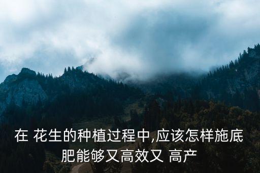 在 花生的種植過程中,應該怎樣施底肥能夠又高效又 高產