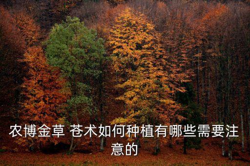 農博金草 蒼術如何種植有哪些需要注意的