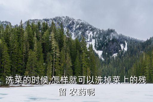 洗菜的時候,怎樣就可以洗掉菜上的殘留 農藥呢
