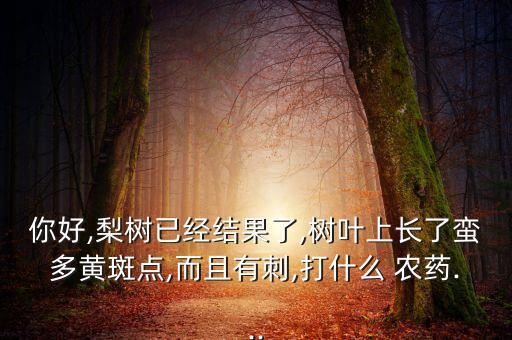 你好,梨樹已經結果了,樹葉上長了蠻多黃斑點,而且有刺,打什么 農藥...