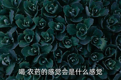 喝 農藥的感覺會是什么感覺