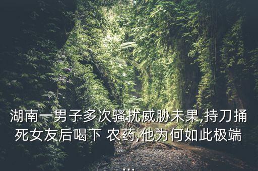 湖南一男子多次騷擾威脅未果,持刀捅死女友后喝下 農藥,他為何如此極端...