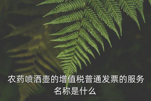  農藥噴灑壺的增值稅普通發票的服務名稱是什么