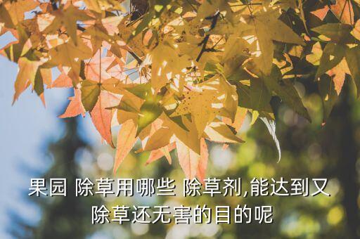 果園 除草用哪些 除草劑,能達到又 除草還無害的目的呢