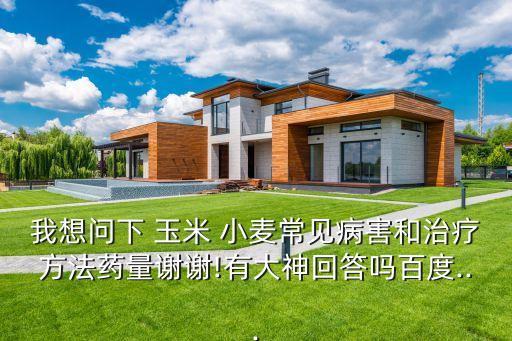 我想問下 玉米 小麥常見病害和治療方法藥量謝謝!有大神回答嗎百度...
