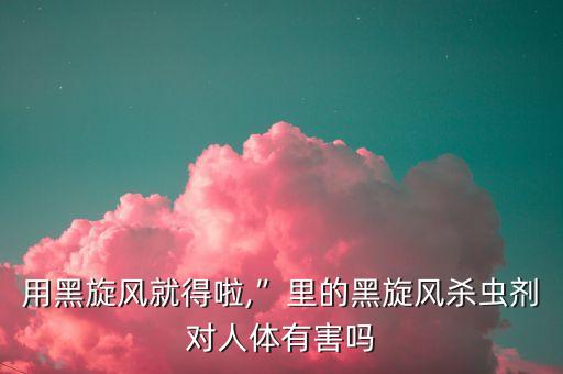 用黑旋風就得啦,”里的黑旋風殺蟲劑對人體有害嗎