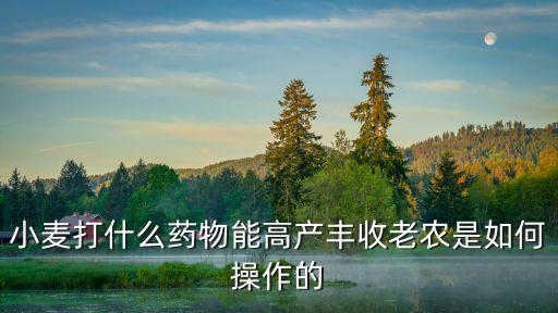 小麥打什么藥物能高產(chǎn)豐收老農(nóng)是如何操作的
