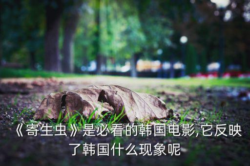 《寄生蟲(chóng)》是必看的韓國(guó)電影,它反映了韓國(guó)什么現(xiàn)象呢