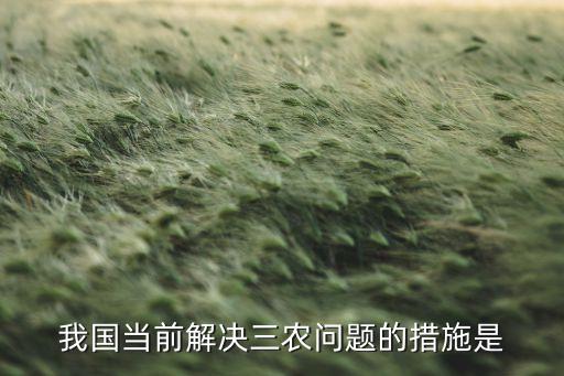 我國當前解決三農問題的措施是