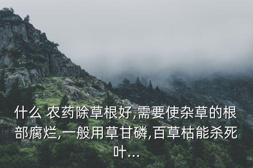 什么 農藥除草根好,需要使雜草的根部腐爛,一般用草甘磷,百草枯能殺死葉...
