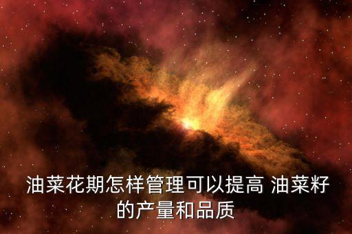  油菜花期怎樣管理可以提高 油菜籽的產(chǎn)量和品質(zhì)