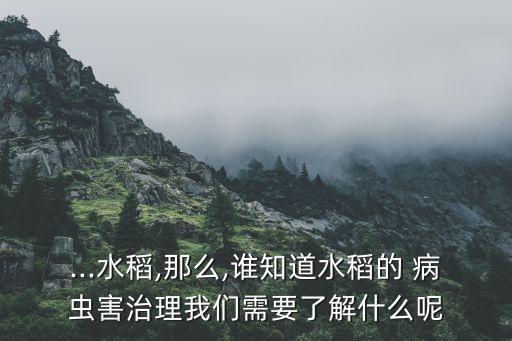 ...水稻,那么,誰知道水稻的 病蟲害治理我們需要了解什么呢