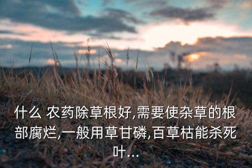 什么 農藥除草根好,需要使雜草的根部腐爛,一般用草甘磷,百草枯能殺死葉...