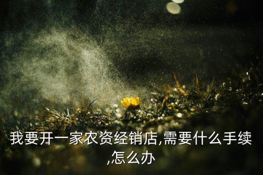 我要開一家農資經銷店,需要什么手續,怎么辦