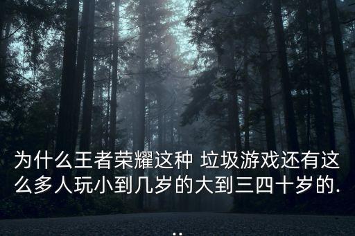 為什么王者榮耀這種 垃圾游戲還有這么多人玩小到幾歲的大到三四十歲的...