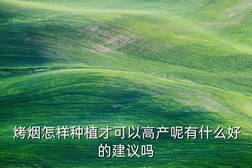  烤煙怎樣種植才可以高產呢有什么好的建議嗎