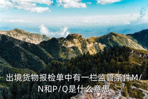出境貨物報檢單中有一欄監(jiān)管條件M/N和P/Q是什么意思